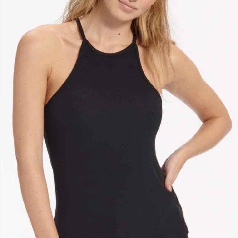 NWT Splendid Marina rib Black High Neck Tank Top